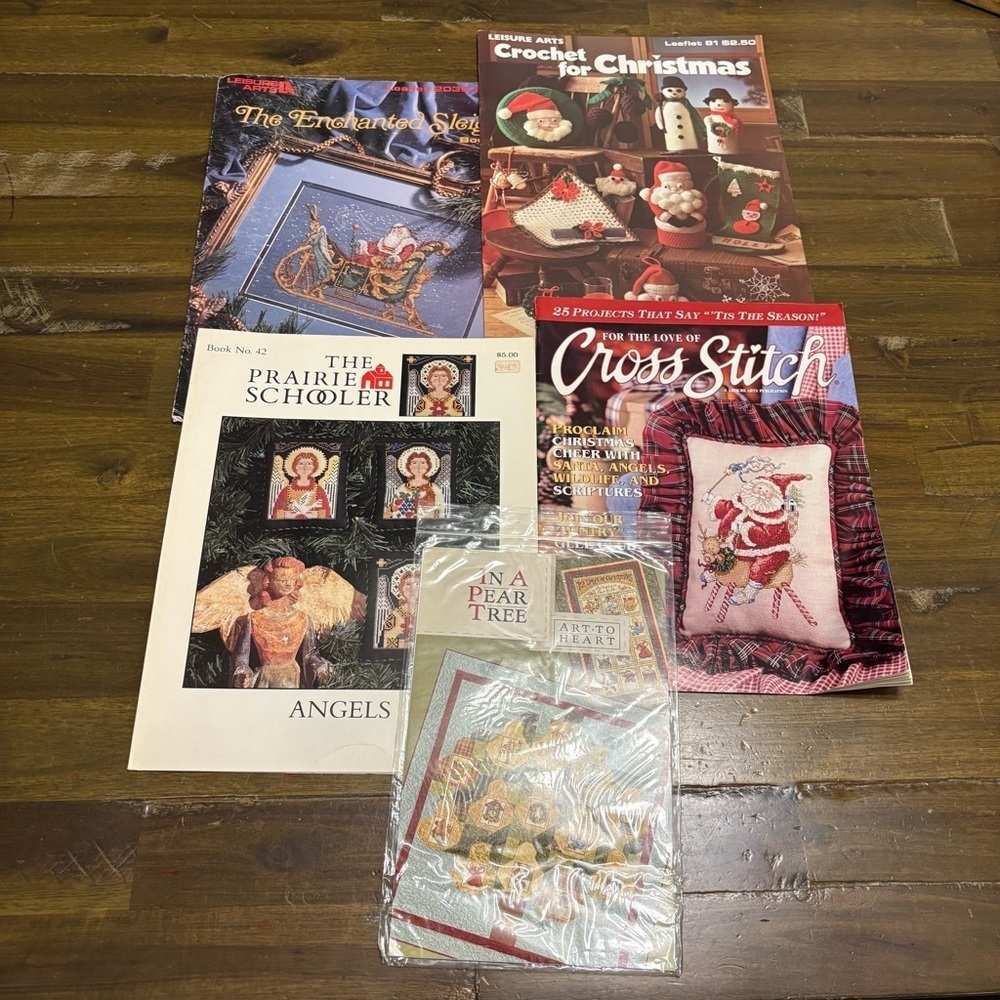 Vintage Cross Stitch Crochet Quilt Patterns Holiday Christmas Santa Angel Bundle